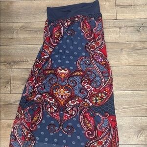 VENUS Red and Blue Asymmetrical Wrap Maxi Skirt